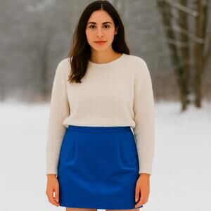 Club Monaco SZ 6 Royal Blue Satin Mini Skirt Pockets Lined Style 00300812